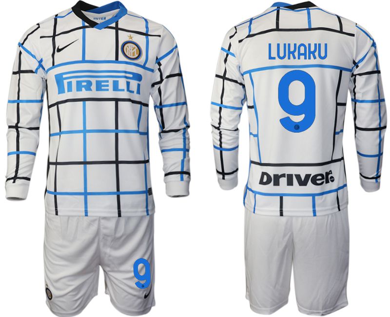 Men 2020-2021 club Inter milan away long sleeve #9 white Soccer Jerseys->inter milan jersey->Soccer Club Jersey